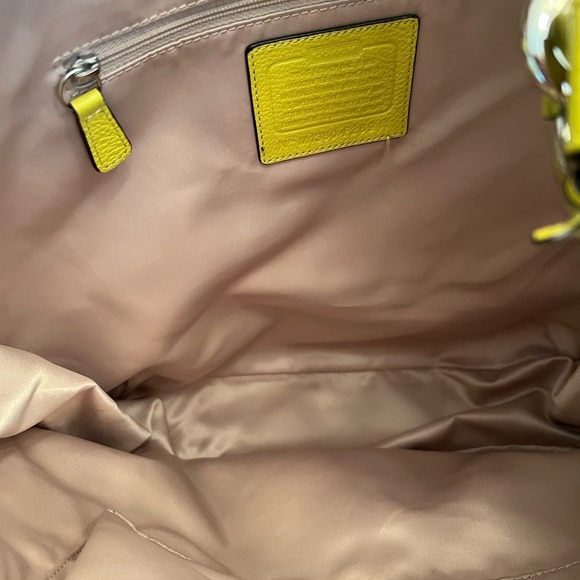 Coach Avery Hobo F28911 Natural & Chartreuse Canvas Leather Shoulder Bag - Picture 8 of 15